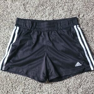 Adidas Women's Black Athletic Shorts with White Stripes